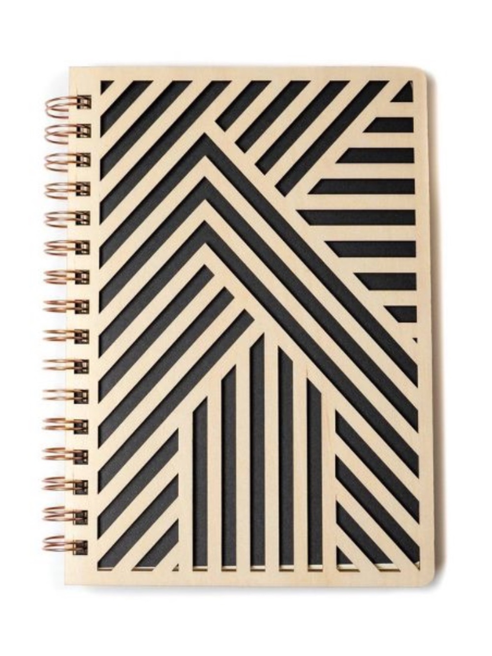 Denik - Clyde Die Cut Wood Cover Black Spiral Lined Subject Journal Notebook